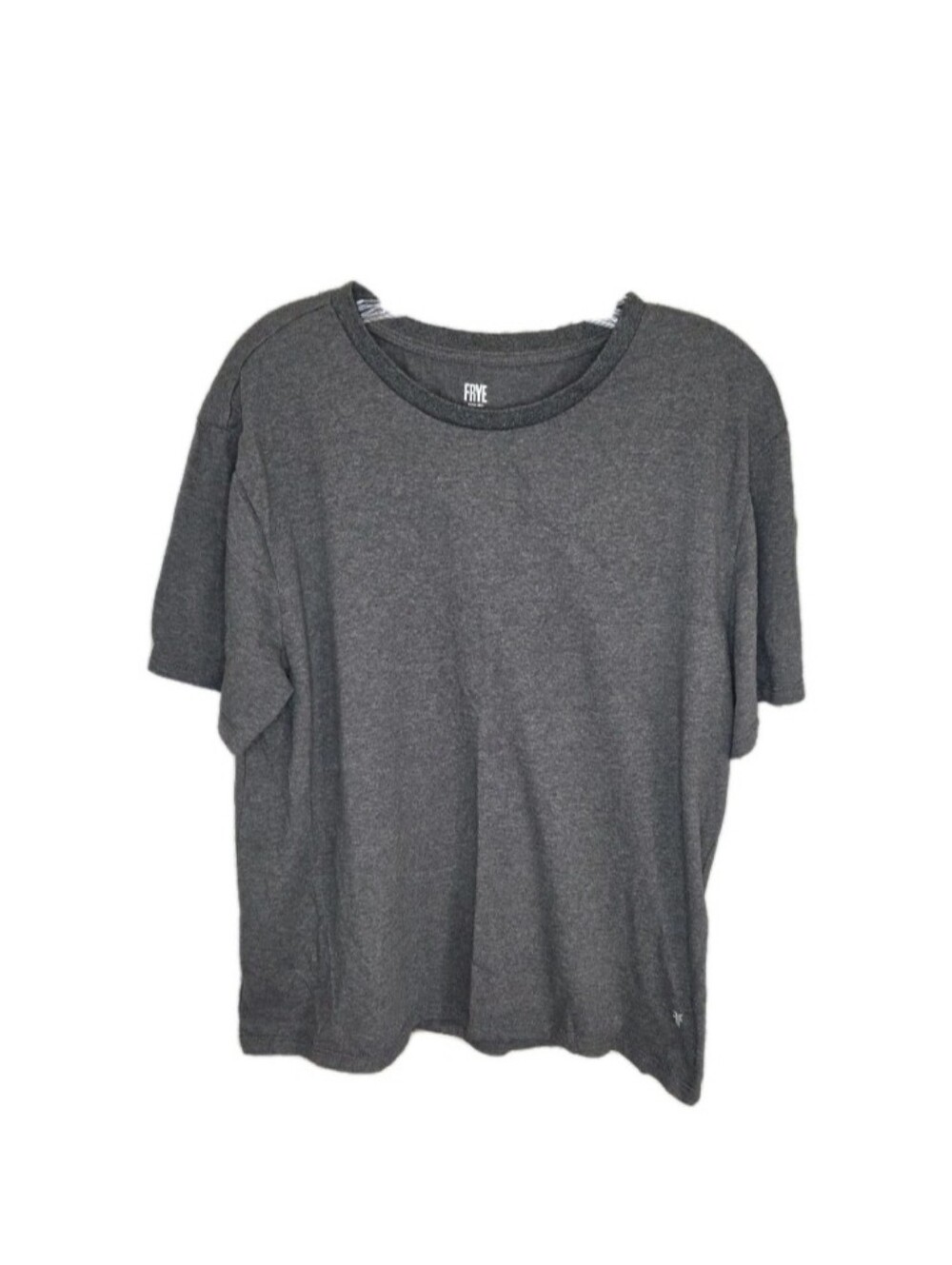 Frye Crew Neck T Shirt Womens Size XL Gray Logo Casual Normcore Minimalist